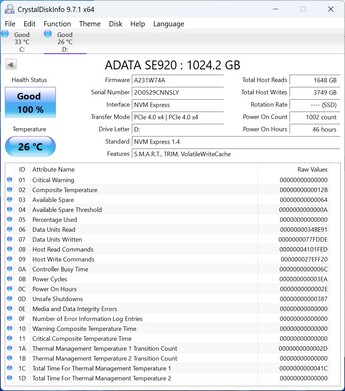 ADATA SE920 PCIe 4.0 x4 ile çalışır