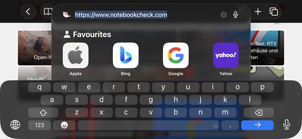 Klavye manzarası (Safari Mobile 26)
