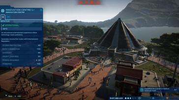 Jurassic World Evolution'daki bir oynanış sekansını gösteren bir görüntü.