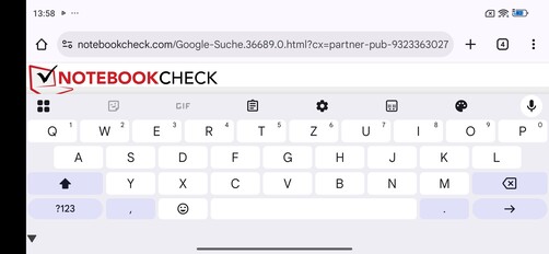Yatay modda Gboard