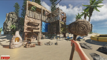 Stranded Deep'teki bir sığınağı gösteren bir görüntü.