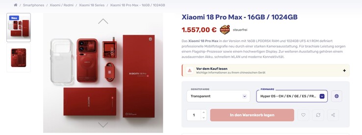 Kırmızı şeffaf Xiaomi 18 Pro Max sürümü, diğer renk seçeneklerinden daha pahalı olmalıdır.
