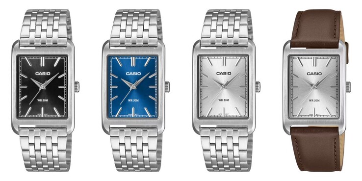 Soldan sağa: Casio MTP-B215D-1AV, MTP-B215D-2AV, MTP-B215D-7AV ve MTP-B215L-7AV saatler