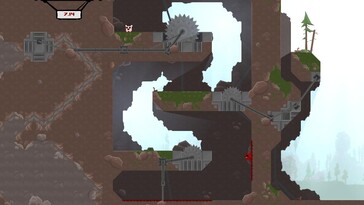 Resimde görülüyor: Super Meat Boy'dan bir oynanış ekran görüntüsü.