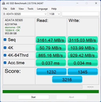 USB4 üzerinden ADATA SE920 ile performans kontrolü