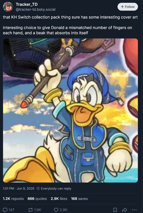 Kingdom Hearts Koleksiyonu sanat eserinde gösterilen Donald Duck illüstrasyonu