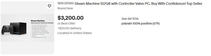 eBay'de listelenen Steam Machine. 
