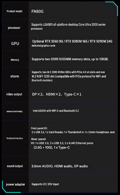 Mini PC'nin teknik özellikleri (makine çevirisi)