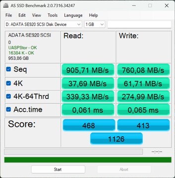 Test sırasında ADATA SE920