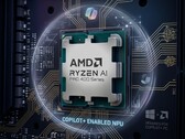 Yapay zeka tarafından oluşturulan Copilot temalı arka plana sahip AMD Ryzen AI PRO 400 Serisi.