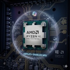 Yapay zeka tarafından oluşturulan Copilot temalı arka plana sahip AMD Ryzen AI PRO 400 Serisi.