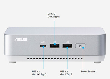 Asus NUC 14 Pro+ üzerindeki harici bağlantılar - ön taraf (kaynak: Asus)