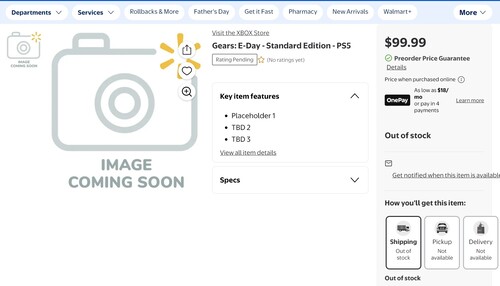 Gears of War: E-Day PS5 ön siparişi için Walmart listesi gösterildi