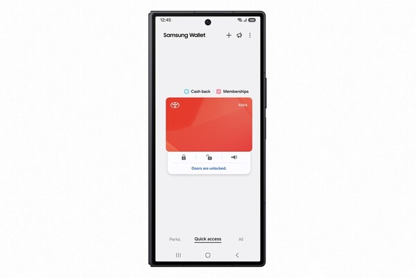 Samsung Cüzdan'da Toyota Dijital Anahtar için kullanıcı arayüzü. (Resim kaynağı: Samsung)
