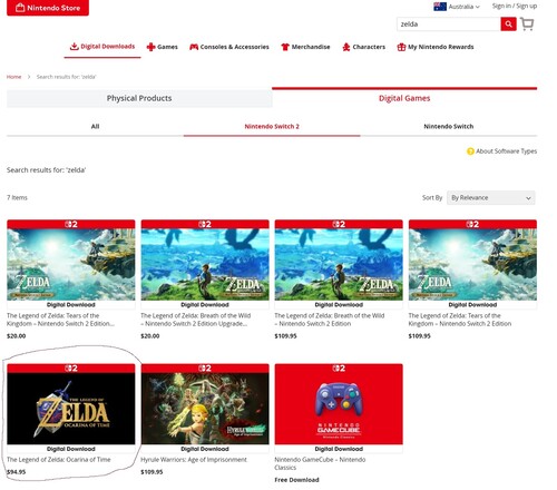 Zelda: Ocarina of Time remake'inin fiyatı Avustralya Nintendo Store'da gösterildi