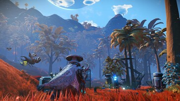 No Man's Sky'daki bir gezegeni gösteren bir görüntü.