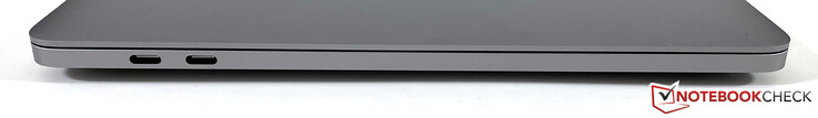 Sol taraf: 2x Thunderbolt 3 (USB-C 4, 40 Gbps, Güç Dağıtımı, DisplayPort ALT modu)