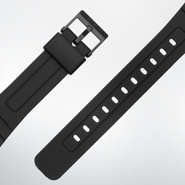 Casio F-B100W modelinin reçine kayışlarının yakın çekimi.