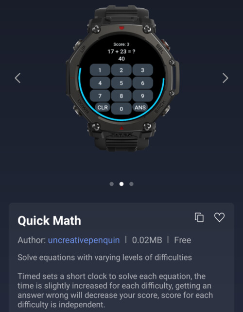 Amazfit akıllı saatler için Hızlı Matematik uygulaması