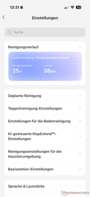 Ayarları içeren menü
