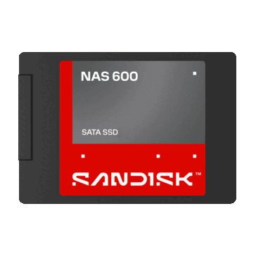 Kırmızı ve gri etiketli SanDisk NAS 600 2,5 inç SATA katı hâl sürücüsü