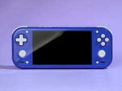 RG 55G1, Switch Lite'a benzer bir tasarıma sahiptir. Resimde: Indigo rengindeki taşınabilir oyun konsolu.