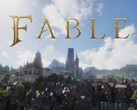 Arka planda Albion dünyasının yer aldığı Fable logosu