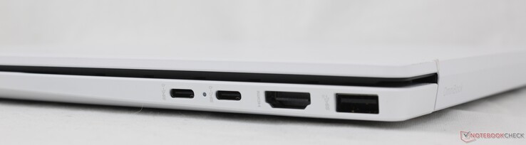 Sağ: 2x USB-C 1/ DisplayPort 2.1 + Güç Dağıtımı (10 Gbps), HDMI 2.1, USB-A (10 Gbps)