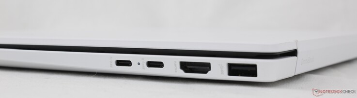 Sağ: 2x USB-C 1/ DisplayPort 2.1 + Güç Dağıtımı (10 Gbps), HDMI 2.1, USB-A (10 Gbps)