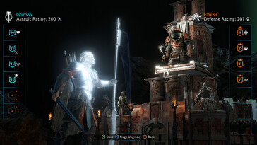 Middle-earth: Shadow of War oyunundaki bir arayüzü gösteren bir görsel.