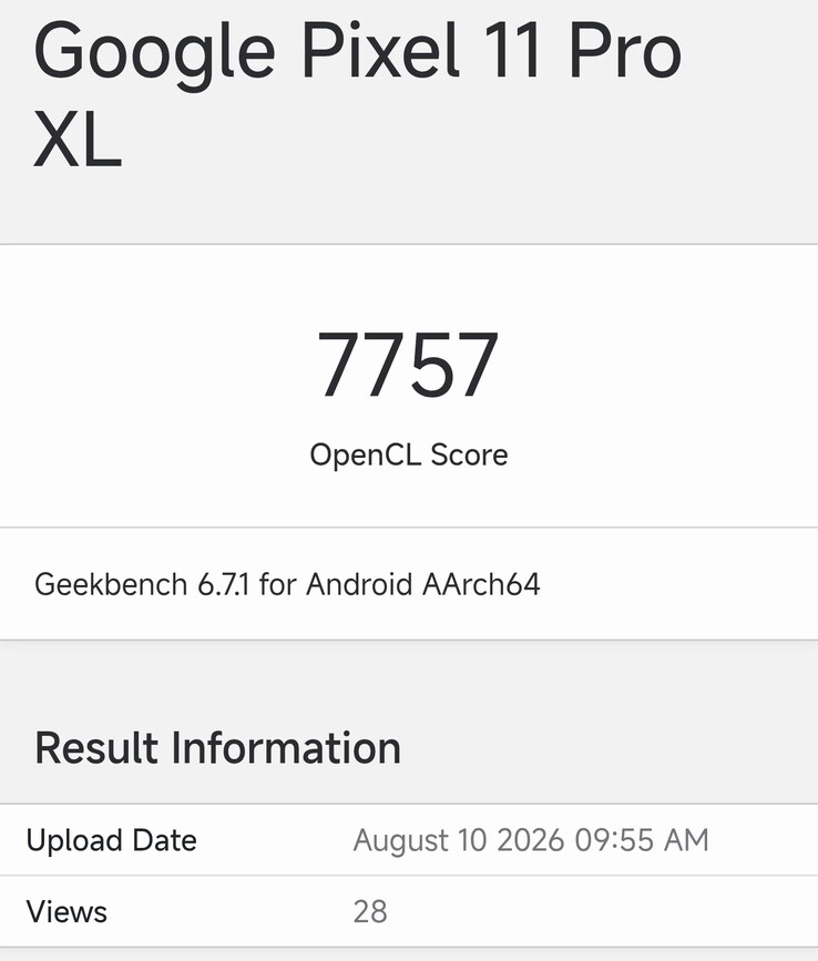 Geekbench Compute'ta Pixel 11 Pro XL