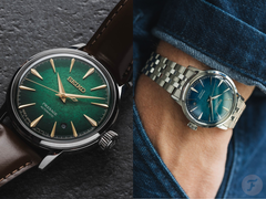 Resimde Seiko Presage Cocktail Time HCB002J (solda) ve HCB001J (sağda) modelleri görülüyor.