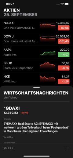 The redesigned Stocks app