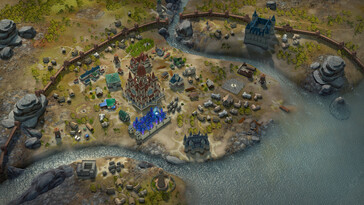 Pathfinder: Kingmaker — Enhanced Plus Edition oyununda bir şehri gösteren bir resim.