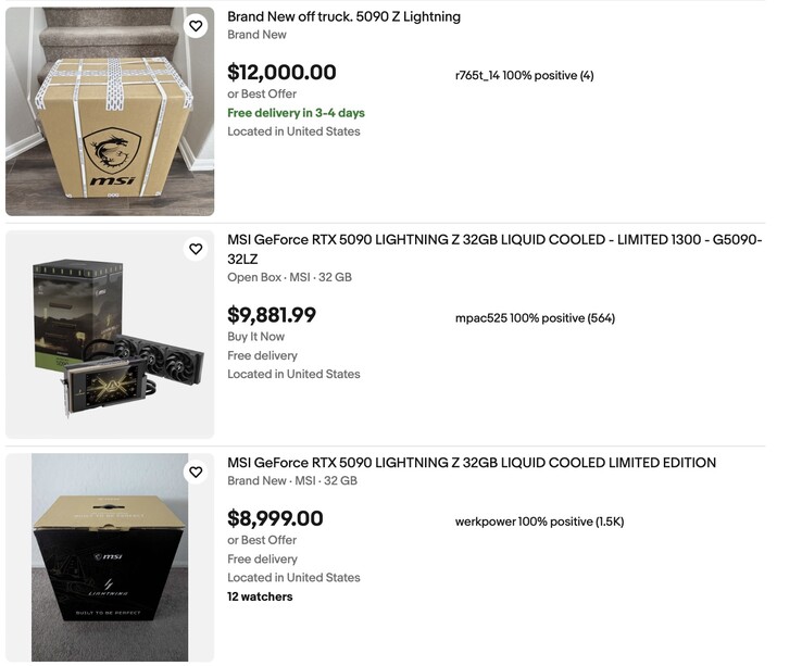 rTX 5090 Lightning Z için eBay listeleri beklenebileceği gibi çılgınca.