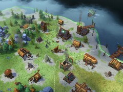 Northgard: Definitive Edition’da bir köyü gösteren bir görsel.