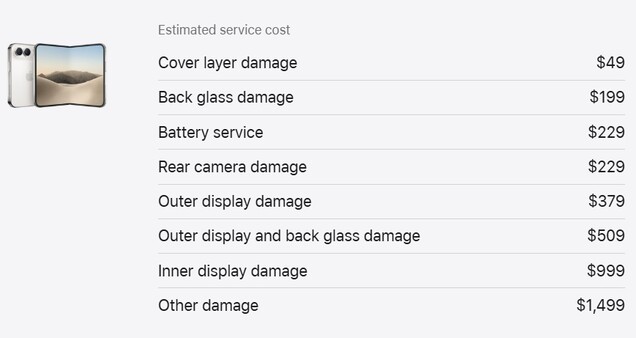 Apple iPhone Duo tahmini onarım maliyetleri.