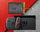 Switch 2 konsolu yedek batarya ile gösterilmiştir