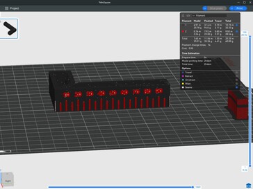 Windows'ta Elegoo Slicer'da tahmini baskı süresini ve renk değişikliklerini gösteren Mini Kare dilimlenmiş önizleme.