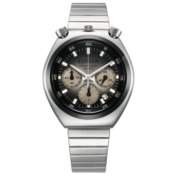 Gri geçişli kadrana sahip Citizen Tsuno Chronograph AN3714-50H'nin önden görünümü.