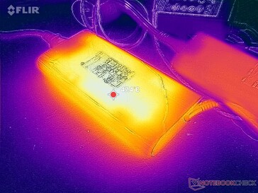 AC adaptörü, zorlu yükleri uzun süre çalıştırırken 47 C'nin üzerine ulaşır