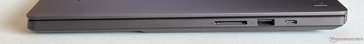 Doğru: SD kart okuyucu (UHS-II), USB-A 3.2 Gen. 2 (10 Gbps), USB-C 3.2 Gen.2 (10 Gbps, DisplayPort, Power Delivery)