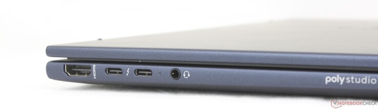 Sol: HDMI 2.1, 2x USB-C 40 Gbps Thunderbolt 4 w/ Power Delivery + DisplayPort 2.1, 3,5 mm kulaklık