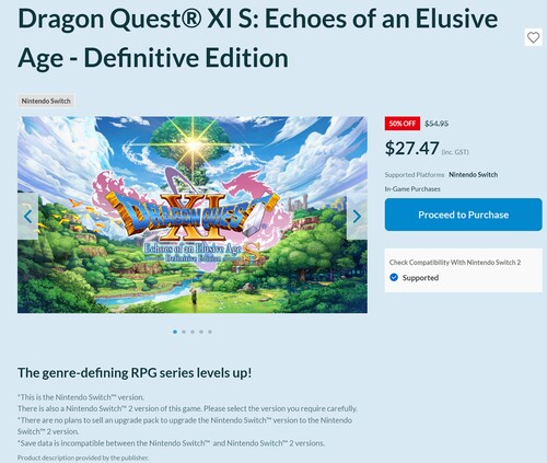 Dragon Quest XI S: Echoes of an Elusive Age - Definitive Edition Switch sürümü için sorumluluk reddi beyanları