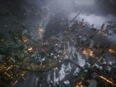 Frostpunk 2'de bir şehri gösteren bir görsel; oyun şu anda Steam'de %50 indirimli.