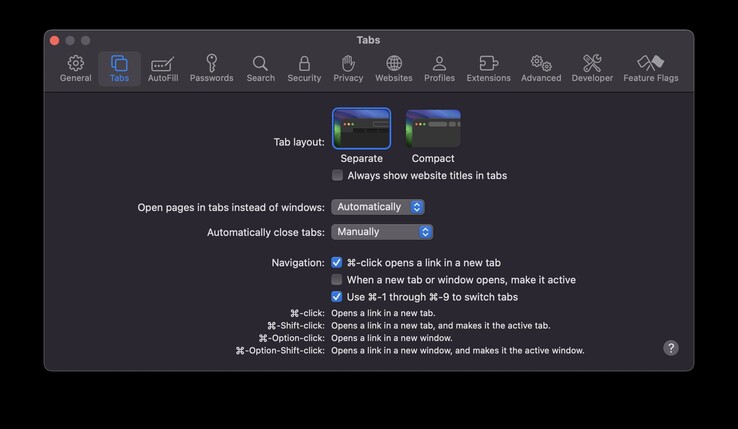 Safari'deki kompakt görünüm macOS Monterey'den beri kullanılıyor.