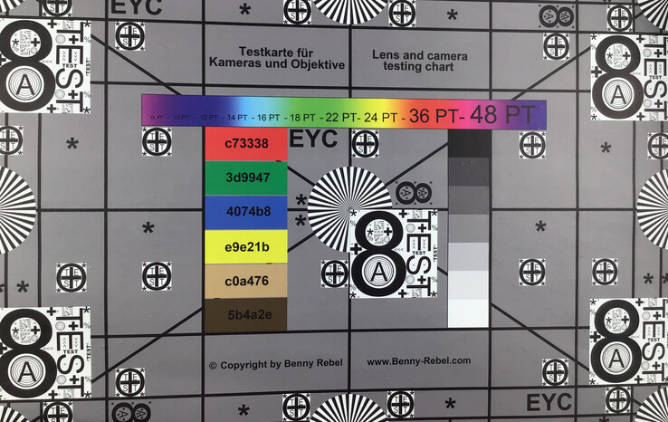 A photo of our test chart