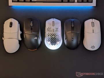 Orbital Pathfinder, Glorious Model D3 Wireless, Aerox 3 Wireless Gen 2, NZXT Lift Elite, SteelSeries Rival 3 Wireless Gen 2 (soldan sağa).