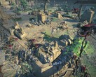 Age of Wonders: Planetfall oyunundaki bir savaşı gösteren bir resim.