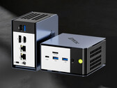NucBox K16 679.99 dolardan başlıyor. Resimde: mini PC'nin bağlantı noktalarını gösteren bir tanıtım resmi. (Resim kaynağı: GMK)